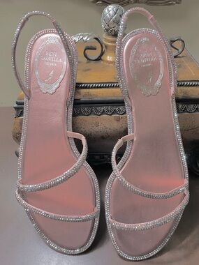 NEW IN BOX! René Caovilla Irina Phard Satin/Light Colorado Topaz Sandal US 7.5